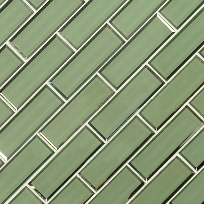 MSI Evergreen Beveled Subway Glass Mosaic Wall Tile 11.73"x11.73"