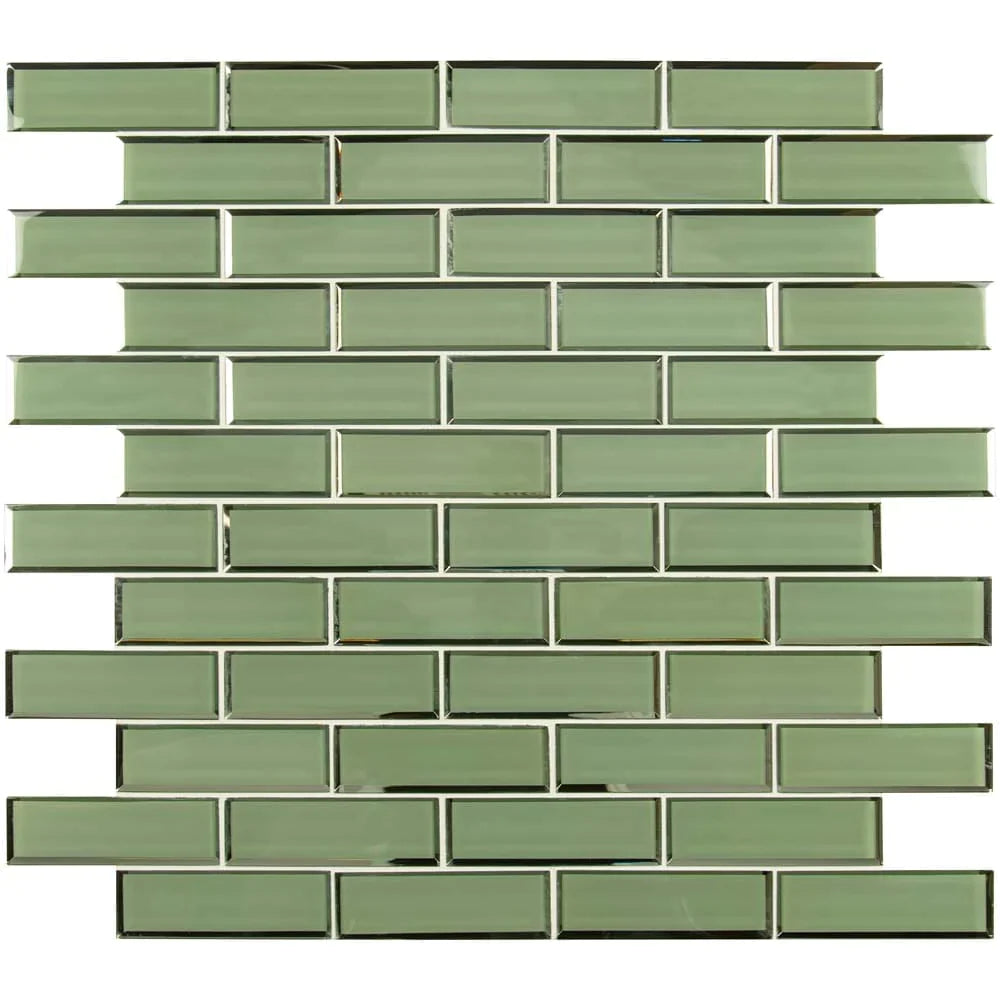 MSI Evergreen Beveled Subway Glass Mosaic Wall Tile 11.73"x11.73"