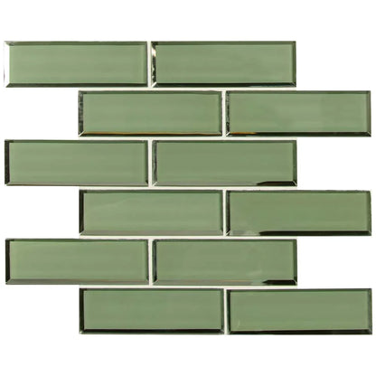 MSI Evergreen Beveled Subway Glass Mosaic Wall Tile 11.73"x11.73"