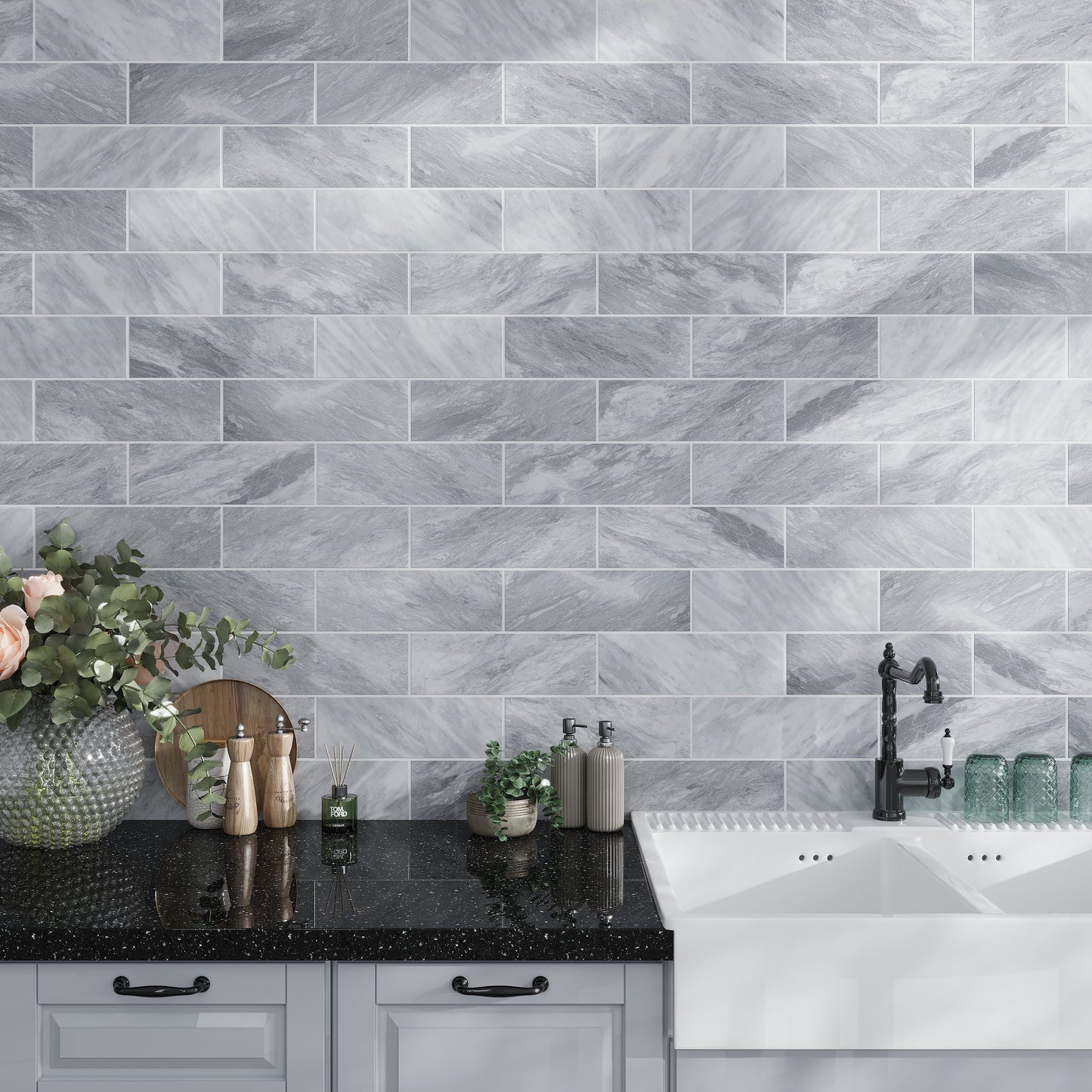 Gray 4x12 Subway Honed Marble Tile (15 pack, 5 sq ft/case) - Sample