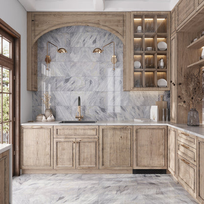Gray 12x24 Polished Calacatta Bluette Marble Large Format Tile (5 pack, 10 sq ft/case)