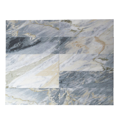 Gray 4x12 Polished Subway Marble Tile (15 pack, 5 sq ft/case) - Sample