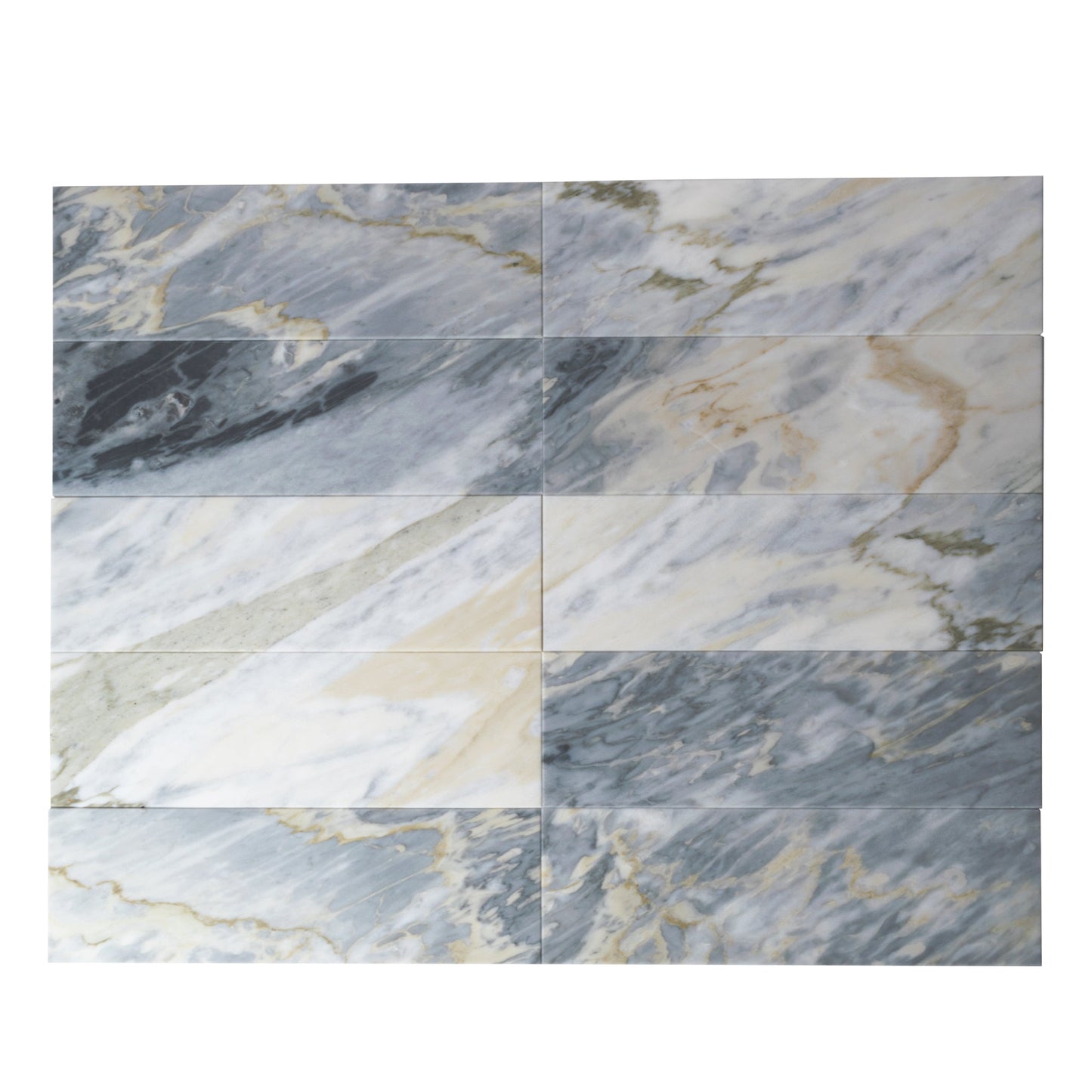 Gray 4x12 Polished Subway Calacatta Bluette Marble Tile (15 pack, 5 sq ft/case)
