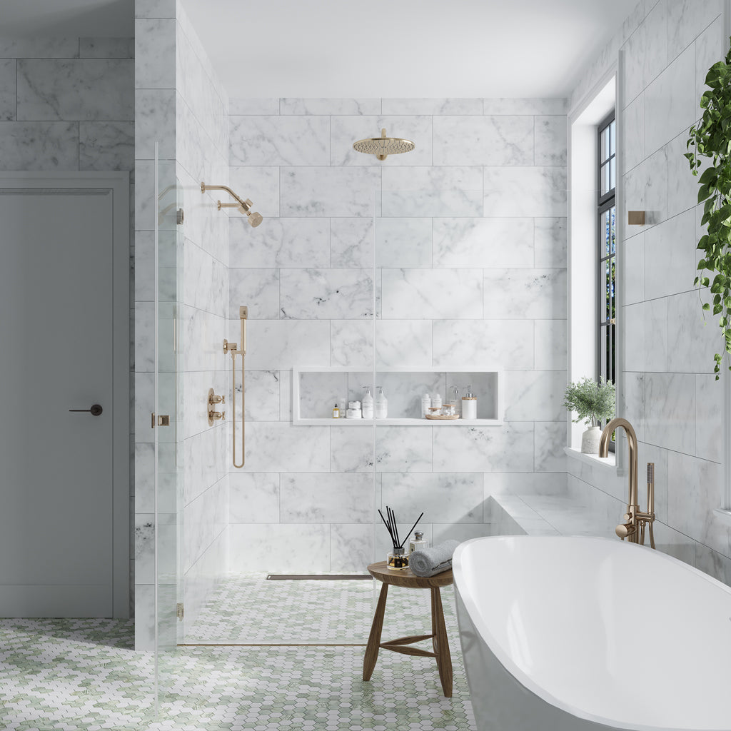 White 12x24 Honed Field Bianco Carrara Marble Tile (5 pack, 10 sq ft/case)