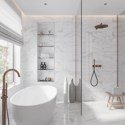 White 12x24 Polished Field Bianco Carrara Marble Tile (5 pack, 10 sq ft/case)