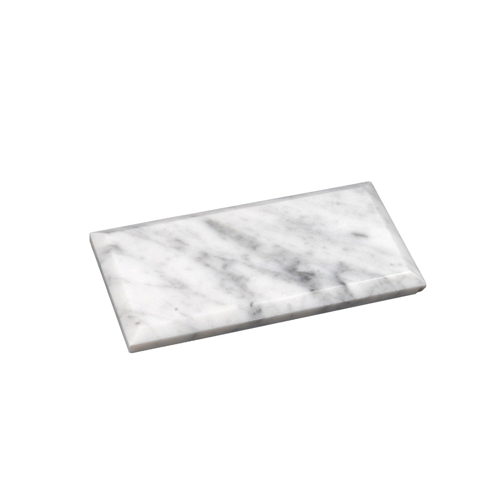 White 3x6 Polished Beveled Subway Bianco Carrara Marble Tile (40 pack, 5 sq ft/case)