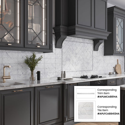 White 4x12 Honed Subway Bianco Carrara Marble Tile (15 pack, 5 sq ft/case)