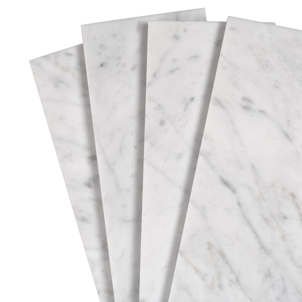 White 4x12 Polished Subway Bianco Carrara Marble Tile (15 pack, 5 sq ft/case)