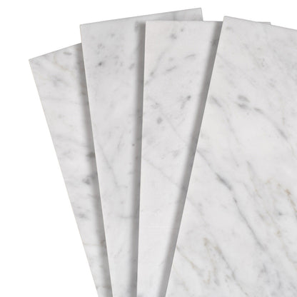 White 4x12 Polished Subway Bianco Carrara Marble Tile (15 pack, 5 sq ft/case)