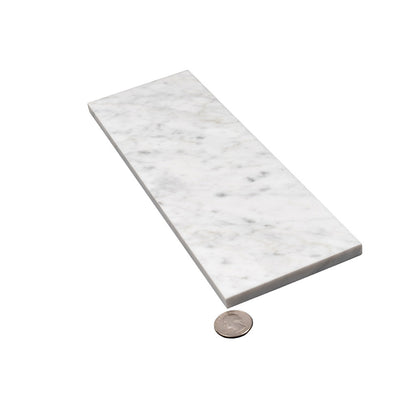 White 4x12 Polished Subway Bianco Carrara Marble Tile (15 pack, 5 sq ft/case)