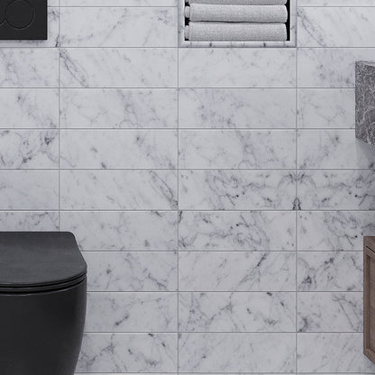 White 4x12 Polished Subway Bianco Carrara Marble Tile (15 pack, 5 sq ft/case)