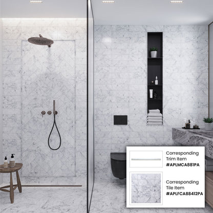 White 4x12 Polished Subway Bianco Carrara Marble Tile (15 pack, 5 sq ft/case)
