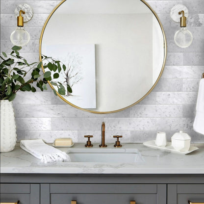 White 4x16 Honed Subway Bianco Carrara Marble Tile (10 pack, 4.44 sq ft/case)