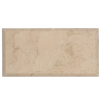 Beige 3x6 Polished Beveled Subway Marble Tile (40 pack, 5 sq ft/case) - Sample