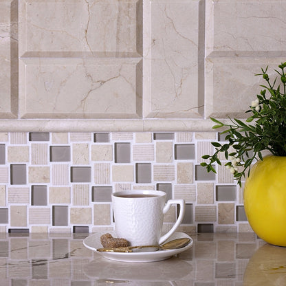 Beige 3x6 Polished Beveled Subway Crema Marfil Marble Tile (40 pack, 5 sq ft/case)