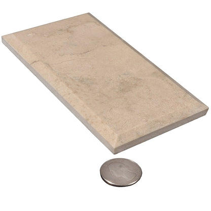 Beige 3x6 Polished Beveled Subway Crema Marfil Marble Tile (40 pack, 5 sq ft/case)