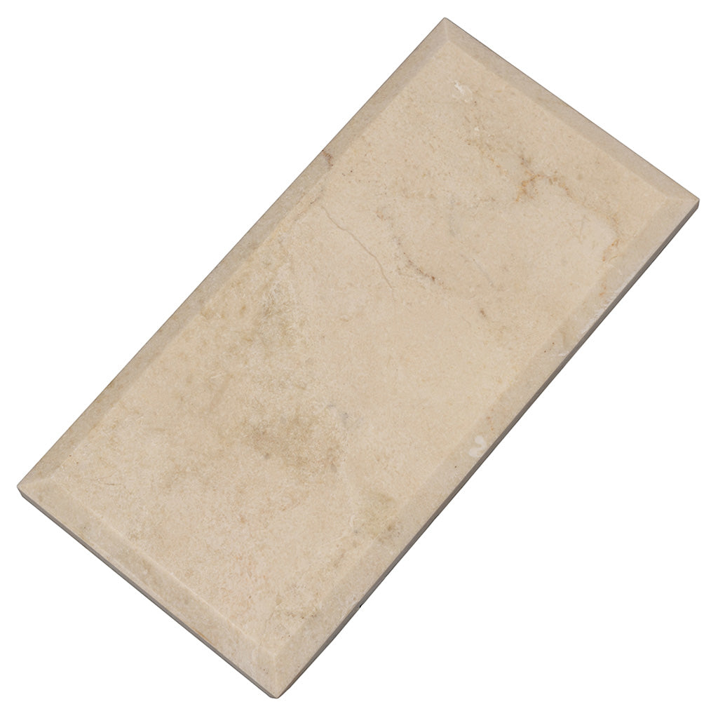 Beige 3x6 Polished Beveled Subway Crema Marfil Marble Tile (40 pack, 5 sq ft/case)