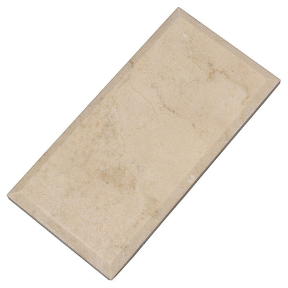 Beige 3x6 Polished Beveled Subway Crema Marfil Marble Tile (40 pack, 5 sq ft/case)