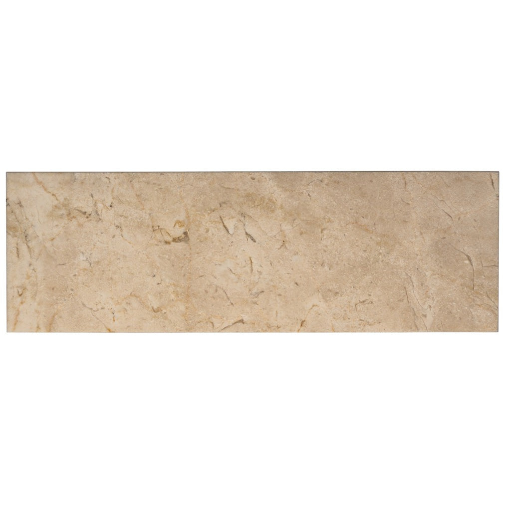 Beige 4x12 Polished Subway Crema Marfil Marble Tile (15 pack, 5 sq ft/case)