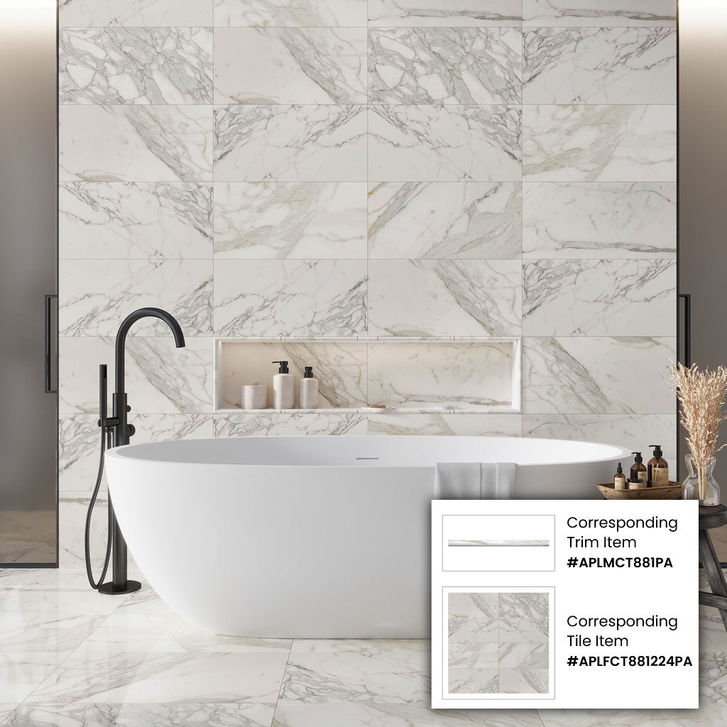 White Gray 12x24 Polished Field Calacatta Gold Marble Tile (5 pack, 10 sq ft/case)