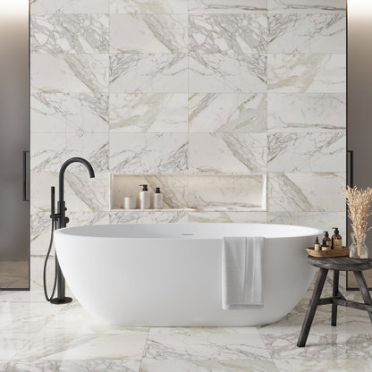 White Gray 12x24 Polished Field Calacatta Gold Marble Tile (5 pack, 10 sq ft/case)