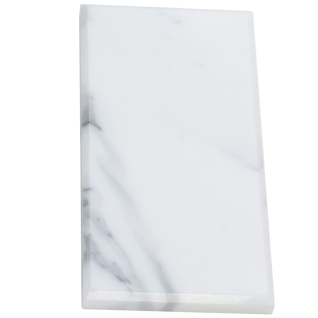 White 3x6 Polished Beveled Subway Calacatta Gold Marble Tile (40 pack, 5 sq ft/case)