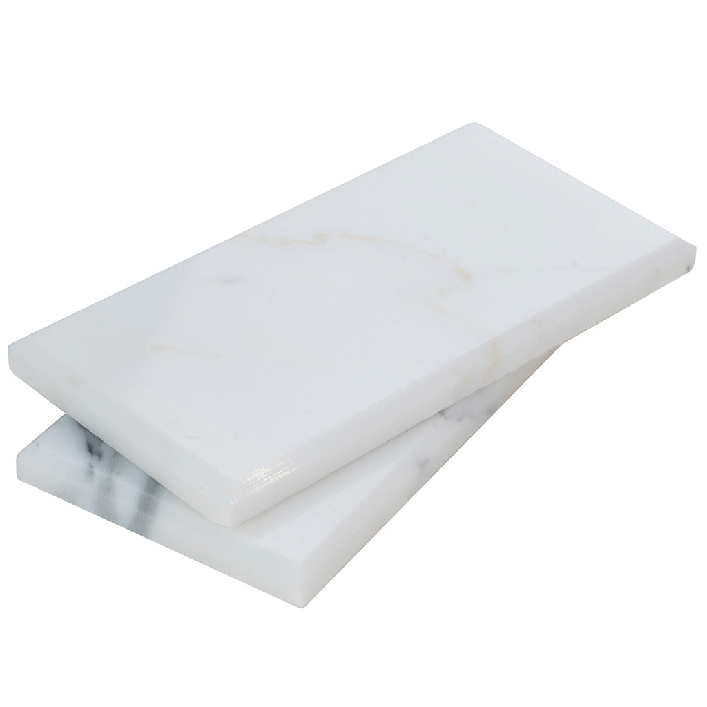 White 3x6 Polished Beveled Subway Calacatta Gold Marble Tile (40 pack, 5 sq ft/case)