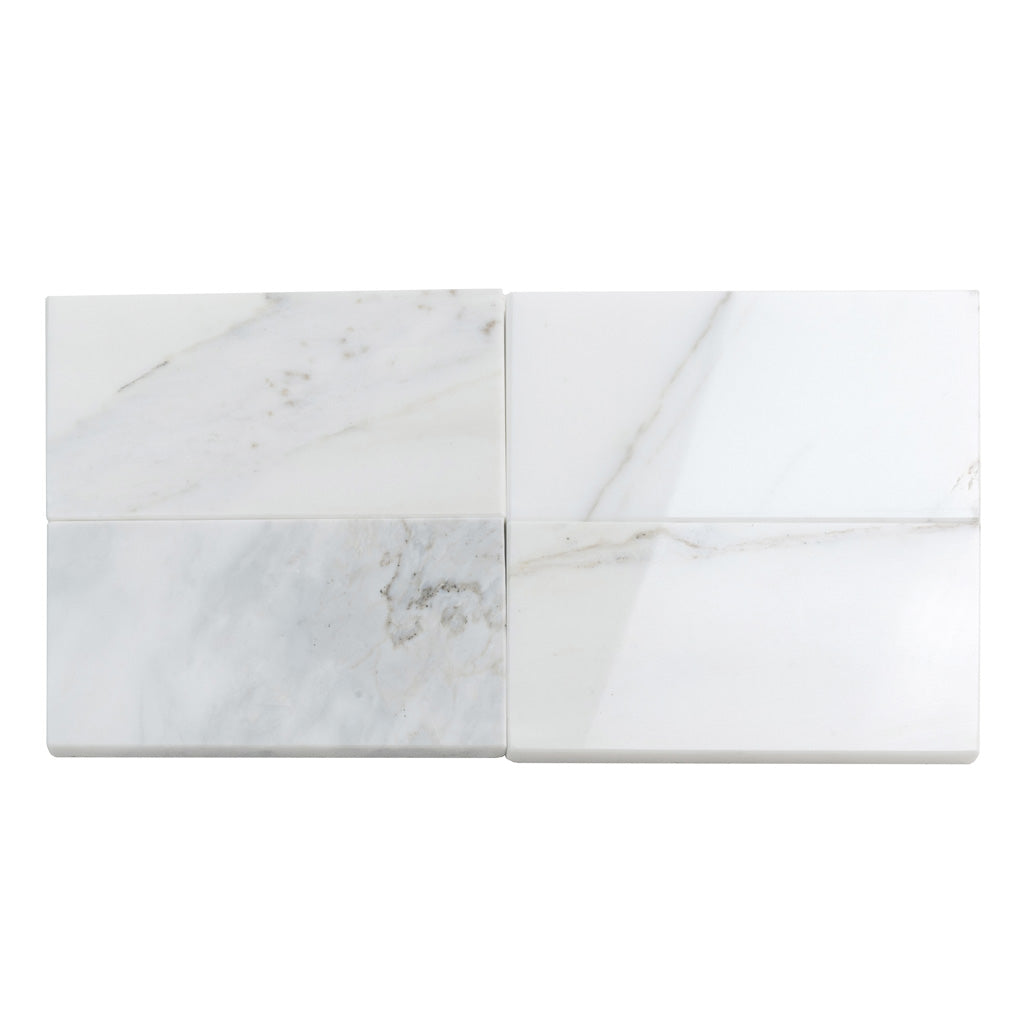 White 3x6 Polished Subway Calacatta Gold Marble Tile (40 pack, 5 sq ft/case)