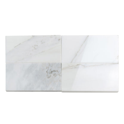 White 3x6 Polished Subway Calacatta Gold Marble Tile (40 pack, 5 sq ft/case)