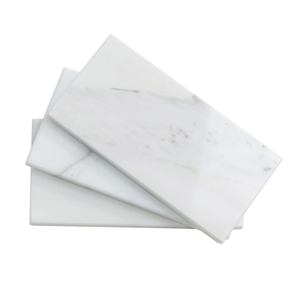 White 3x6 Polished Subway Calacatta Gold Marble Tile (40 pack, 5 sq ft/case)