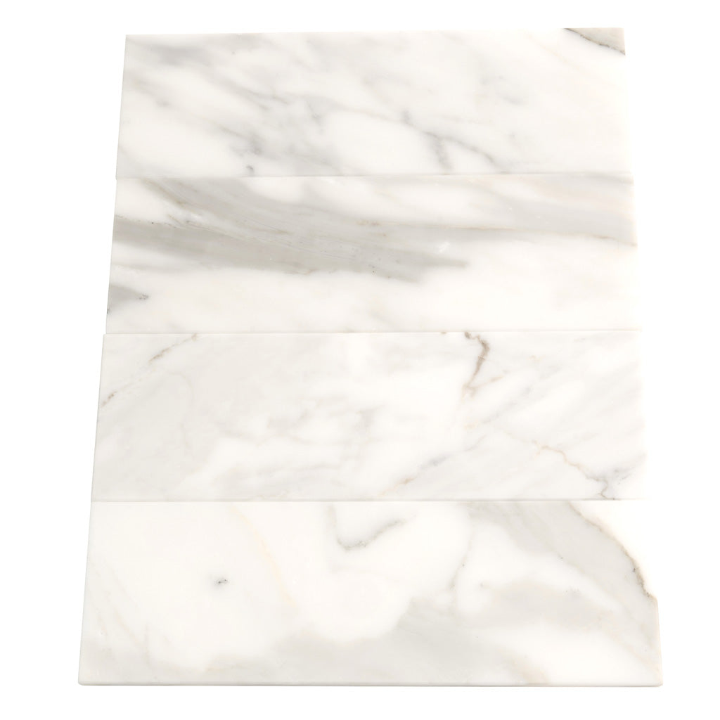 White 4x12 Honed Subway Calacatta Gold Marble Tile (15 pack, 5 sq ft/case)