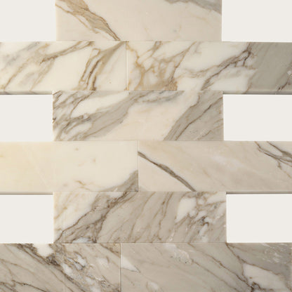 White 4x12 Marble Polished Subway Tile (15 pack, 5 sq ft/case) - Sample