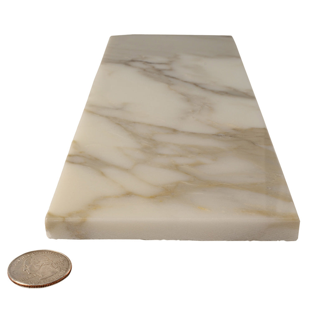 White 4x12 Polished Subway Calacatta Gold Marble Tile (15 pack, 5 sq ft/case)