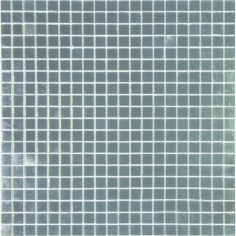 Silver 12x12 Glossy Uniform Square Glass Mosaic Tile (20 pack, 18.69 sq ft/case) - Sample