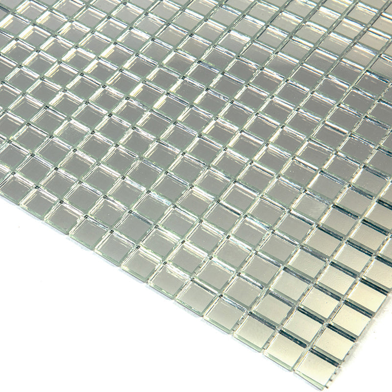 Silver 12x12 Glossy Uniform Square Glass Mosaic Tile (20 pack, 18.69 sq ft/case) - Sample