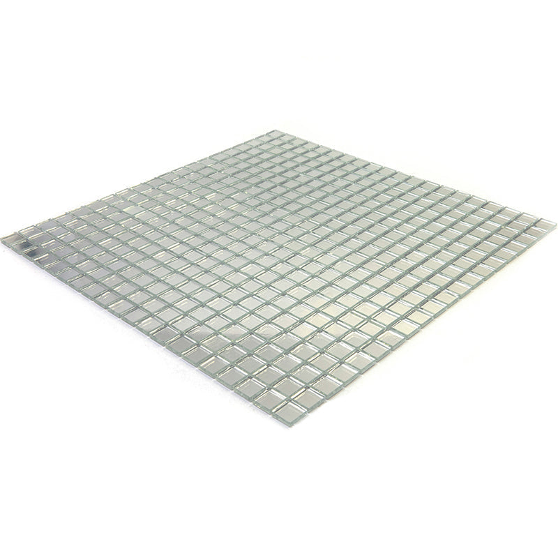 Silver 12x12 Glossy Uniform Square Glass Mosaic Tile (20 pack, 18.69 sq ft/case) - Sample
