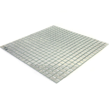 Silver 12x12 Glossy Uniform Square Glass Mosaic Tile (20 pack, 18.69 sq ft/case) - Sample