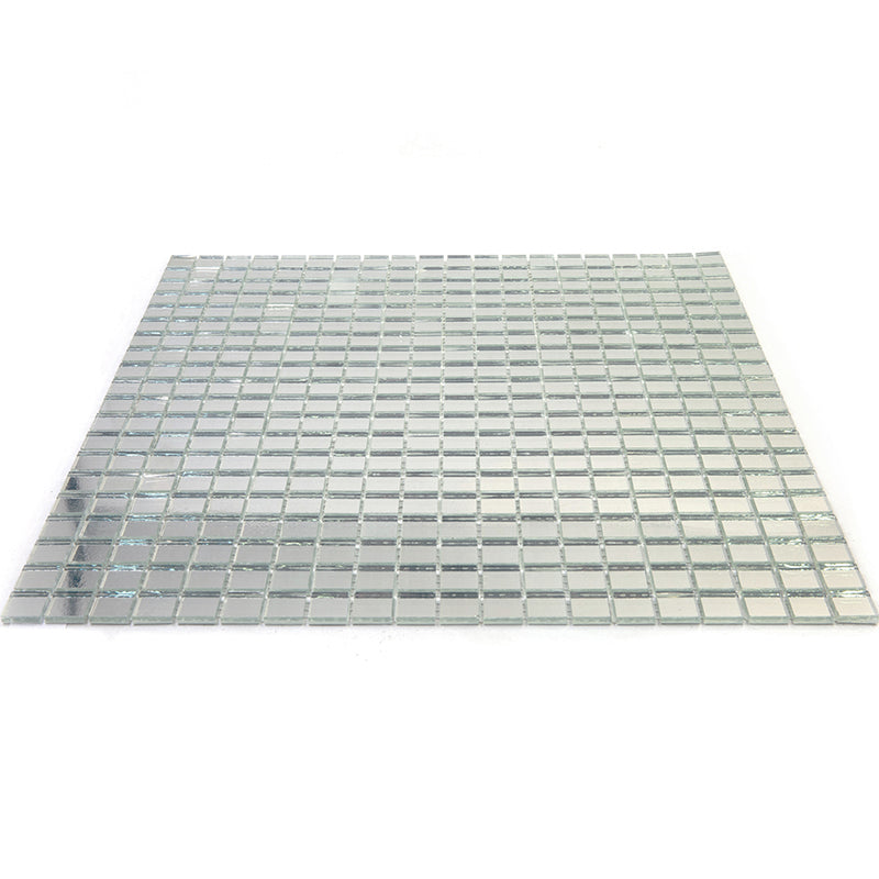 Silver 12x12 Glossy Uniform Square Glass Mosaic Tile (20 pack, 18.69 sq ft/case) - Sample