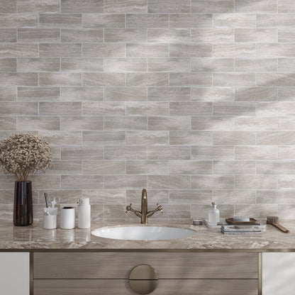 Cloud Gray 4x12 Honed Subway Marble Tile (15 pack, 5 sq ft/case) - Sample