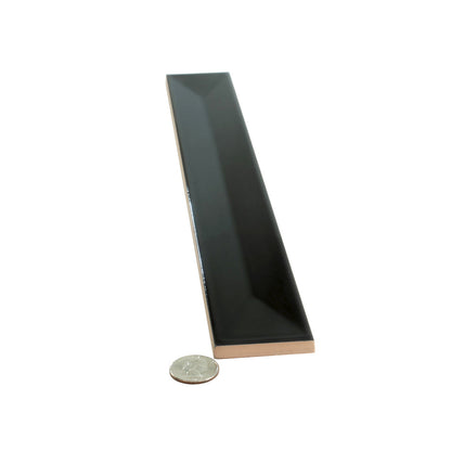 Jet Black 2x16 Glossy Ceramic Deco Subway Tile (50 pack,10.76 sq ft/case) - Sample