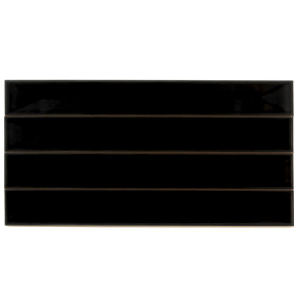 Jet Black 2x16 Glossy Ceramic Deco Subway Tile (50 pack,10.76 sq ft/case) - Sample