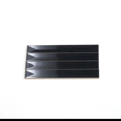 Jet Black 2x16 Glossy Ceramic Deco Subway Tile (50 pack,10.76 sq ft/case) - Sample