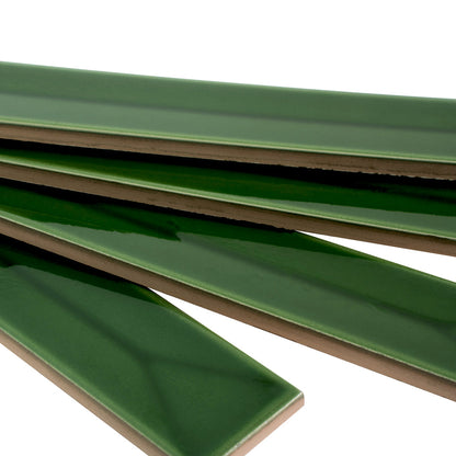Forest Green 2x16 Glossy Ceramic Deco Subway Tile (50 pack,10.76 sq ft/case) - Sample