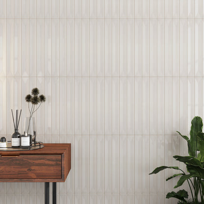 Soft Dove Gray 2x16 Glossy Ceramic Deco Subway Tile (50 pack,10.76 sq ft/case)