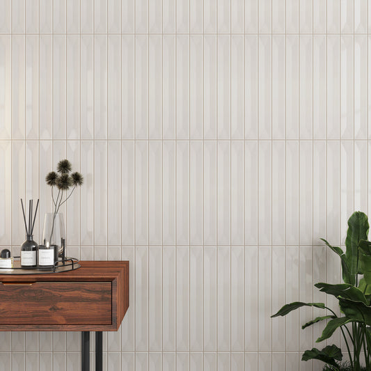 Soft Dove Gray 2x16 Glossy Ceramic Deco Subway Tile (50 pack,10.76 sq ft/case)