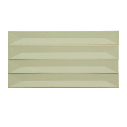 Soft Mint Green 2x16 Glossy Ceramic Deco Subway Tile (50 pack,10.76 sq ft/case) - Sample