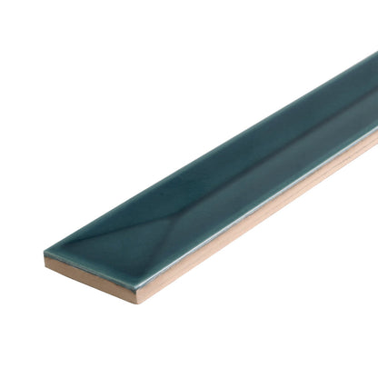 Emerald Petrol Blue 2x16 Glossy Ceramic Deco Subway Tile (50 pack,10.76 sq ft/case) - Sample