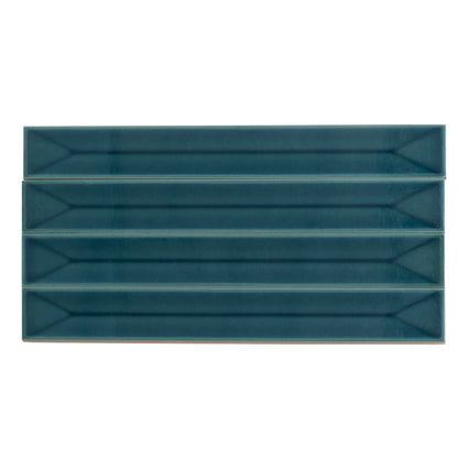 Emerald Petrol Blue 2x16 Glossy Ceramic Deco Subway Tile (50 pack,10.76 sq ft/case) - Sample