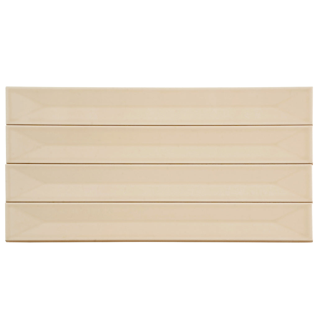 Alabaster Beige 2x16 Glossy Ceramic Deco Subway Tile (50 pack,10.76 sq ft/case) - Sample