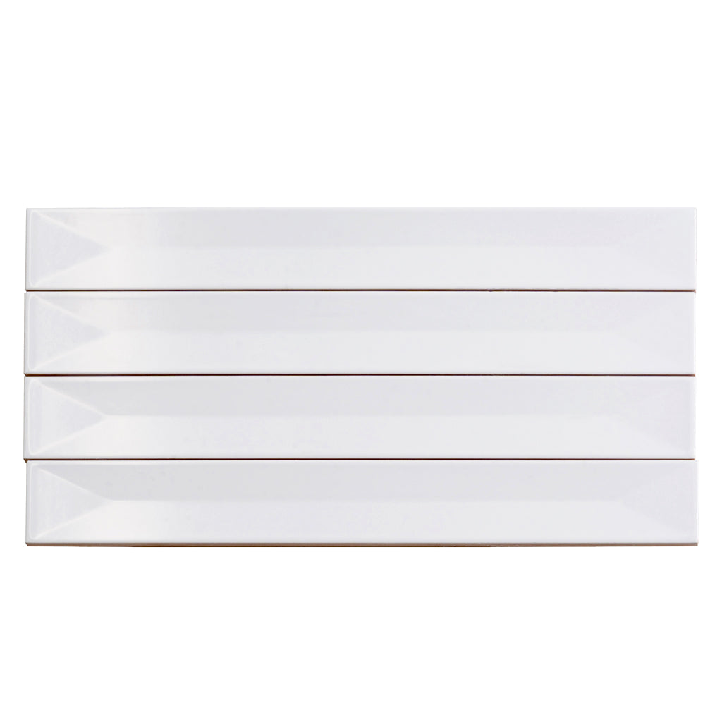 Snow White 2x16 Glossy Ceramic Deco Subway Tile (50 pack,10.76 sq ft/case) - Sample